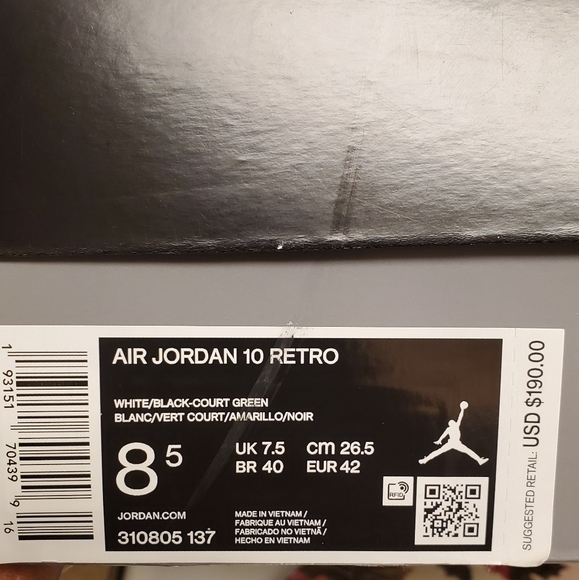 Air Jordan Retro 10 "Seattle" SIZE 8.5 - Picture 3 of 3